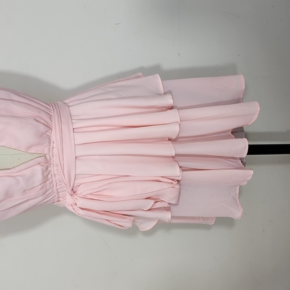 Lioness Peach Deep Vneck Tiered Dress Size S - Picture 3 of 8